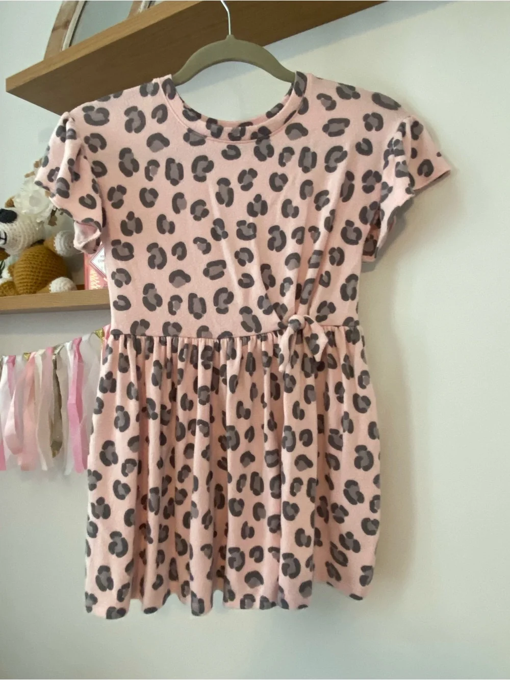 Cat & Jack Pink Leopard-Print Tie-Waist Casual Dress